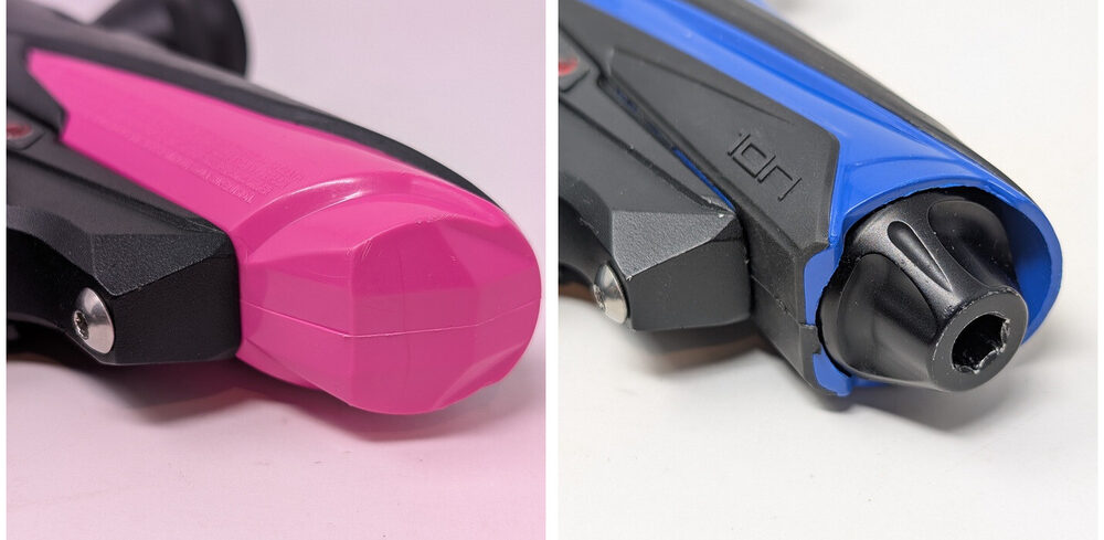 Ion 1.0's closed front nose vs. XE's rear bolt sleeve opening