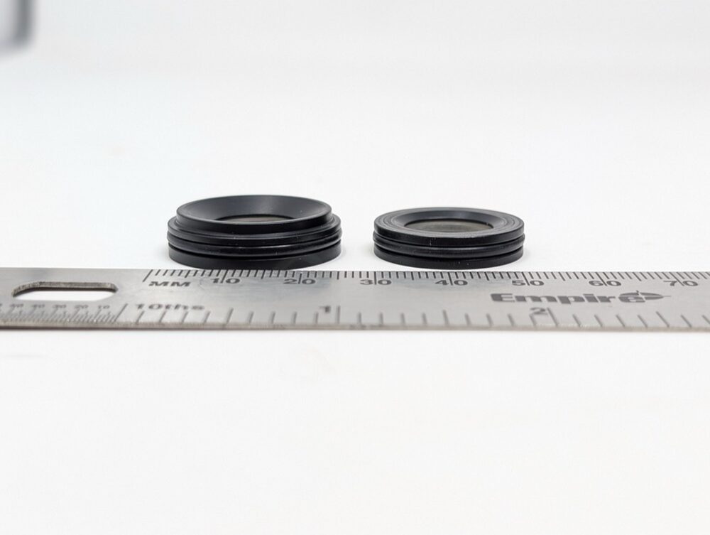 Bolt stop comparison, side profile — Ion 1.0/2.0 (left) vs. Ion XE (right)